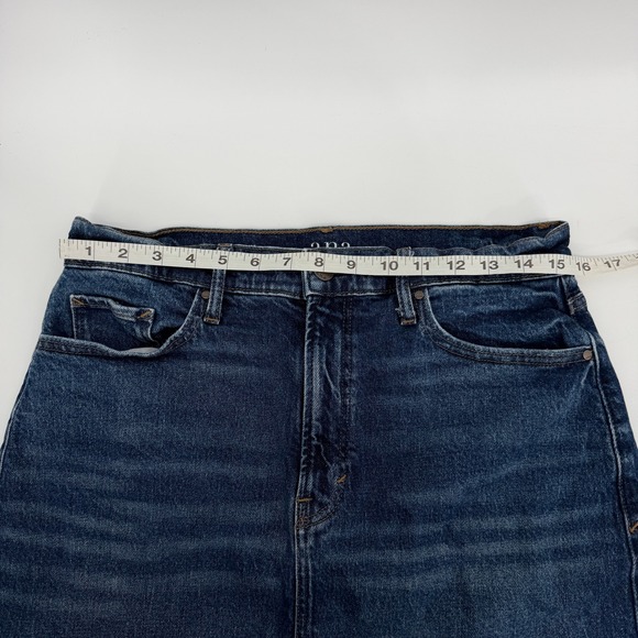 a.n.a High Rise Denim Pencil Skirt Medium Wash Frayed Hem Size 8 - Picture 6 of 7